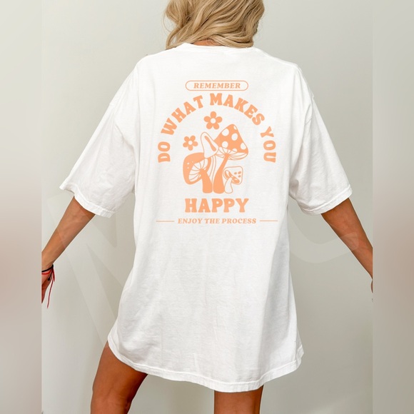 Comfort Colors  Do What Makes You Happy Mushroom Graphic Tee Shirt - Picture 5 of 11